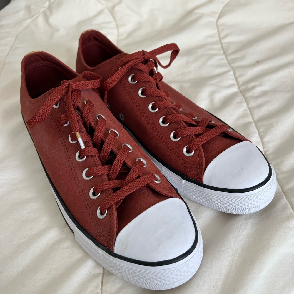 Converse Dark Orange and White Sneakers